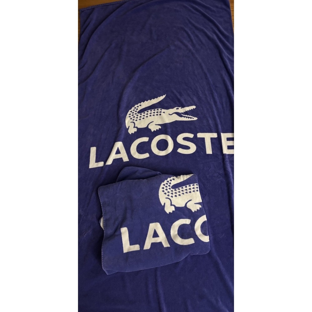(2) LACOSTE Vintage Purple Beach Towels